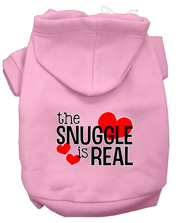 The Snuggle is Real Screen Print Dog Hoodie Light Pink XS